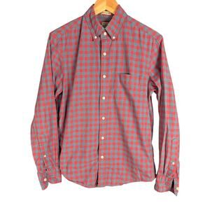 Men's J.Crew Red & Blue Check Plaid Untucked Button Down Shirt - Small Short